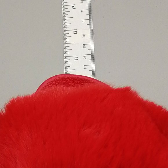 Eettaro Womens Platform‎ Flat Heel Slide Slipper Cushioned Red Faux Fur Sz 6 NEW - Picture 8 of 10